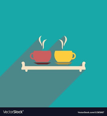 Flat icon with long shadow couple cups vector image