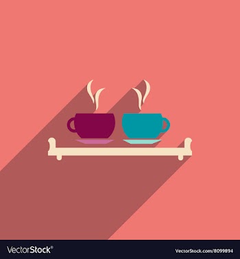 Flat icon with long shadow couple cups vector image