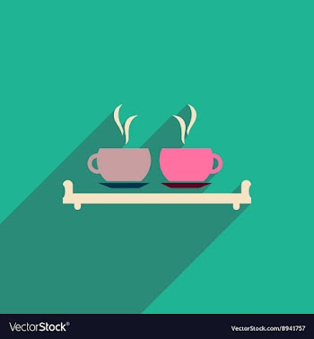 Flat icon with long shadow couple cups vector image