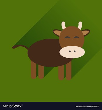 Flat icon with long shadow cow calf vector image
