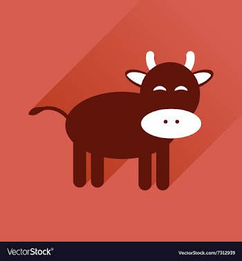 Flat icon with long shadow cow calf vector image