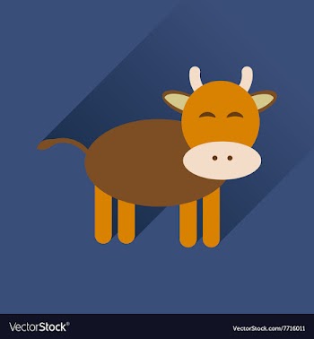 Flat icon with long shadow cow calf vector image