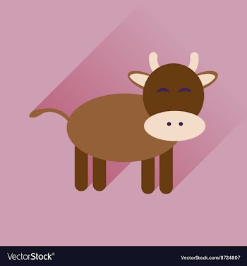 Flat icon with long shadow cow calf vector image