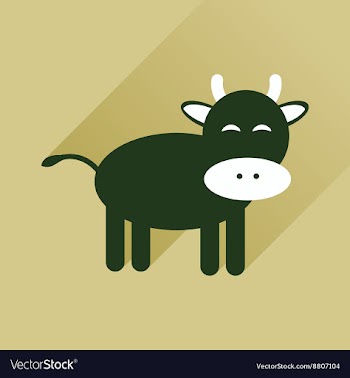 Flat icon with long shadow cow calf vector image