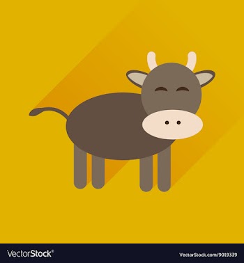 Flat icon with long shadow cow calf vector image