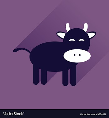 Flat icon with long shadow cow calf vector image