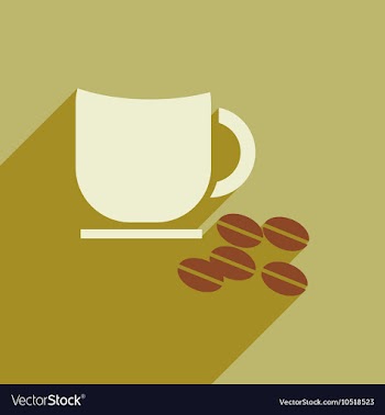 Flat icon with long shadow cup coffee beans vector image