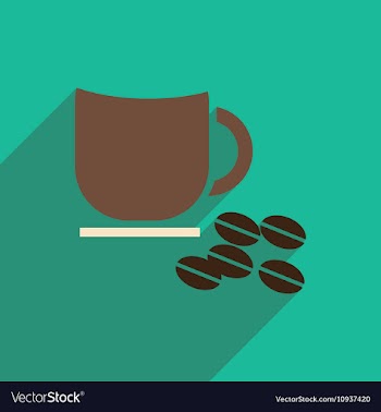 Flat icon with long shadow cup coffee beans vector image