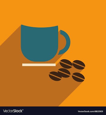Flat icon with long shadow cup coffee beans vector image