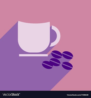Flat icon with long shadow cup coffee beans vector image
