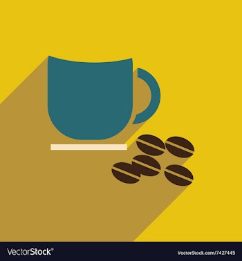 Flat icon with long shadow cup coffee beans vector image