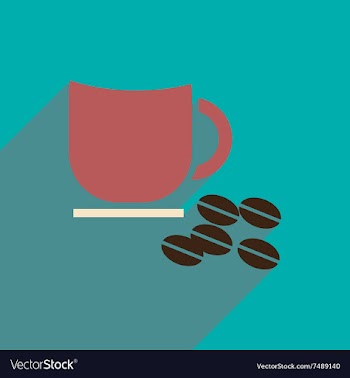 Flat icon with long shadow cup coffee beans vector image