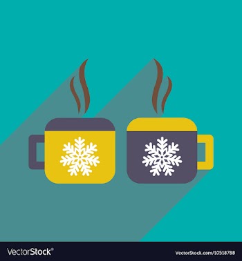 Flat icon with long shadow cup snowflakes vector image