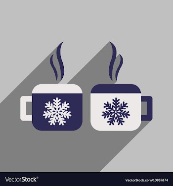 Flat icon with long shadow cup snowflakes vector image