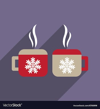 Flat icon with long shadow cup snowflakes vector image