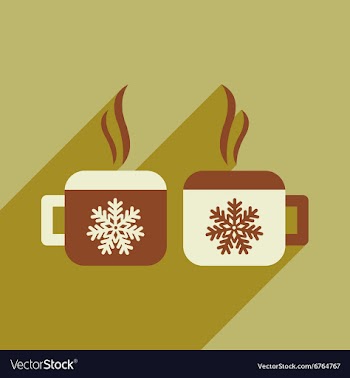 Flat icon with long shadow cup snowflakes vector image