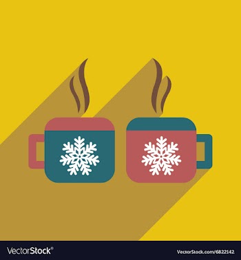 Flat icon with long shadow cup snowflakes vector image