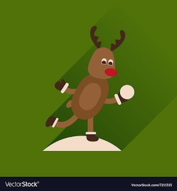 Flat icon with long shadow Deer snow vector image