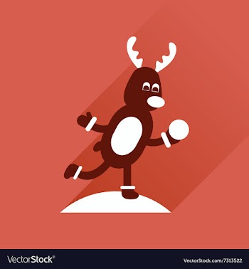 Flat icon with long shadow Deer snow vector image