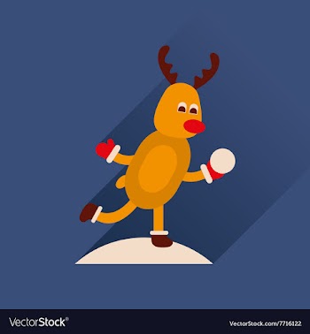 Flat icon with long shadow Deer snow vector image