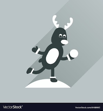 Flat icon with long shadow Deer snow vector image