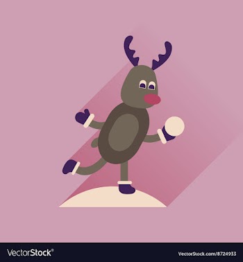 Flat icon with long shadow Deer snow vector image