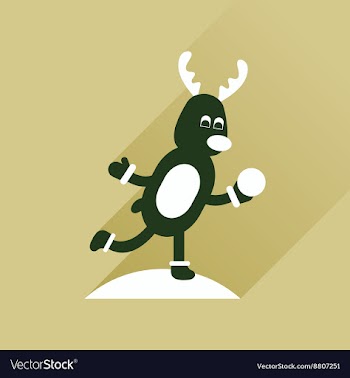 Flat icon with long shadow Deer snow vector image