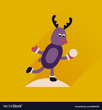 Flat icon with long shadow Deer snow vector image