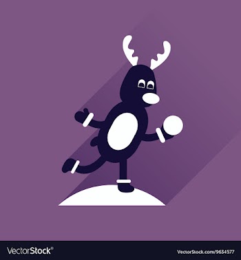Flat icon with long shadow Deer snow vector image