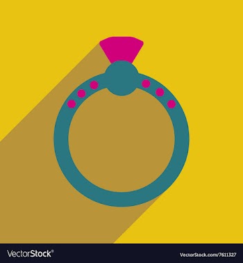 Flat icon with long shadow Diamond ring vector image