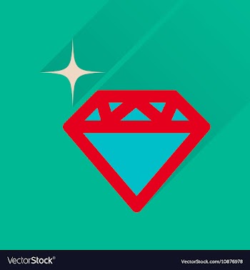 Flat icon with long shadow diamond shiny vector image