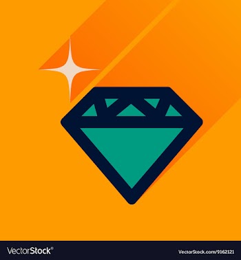 Flat icon with long shadow diamond shiny vector image