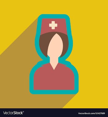Flat icon with long shadow doctor nurse vector image