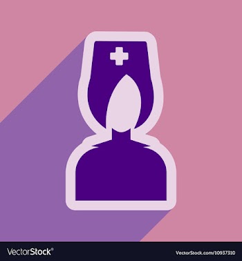 Flat icon with long shadow doctor nurse vector image