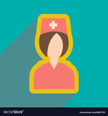 Flat icon with long shadow doctor nurse vector image