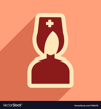 Flat icon with long shadow doctor nurse vector image