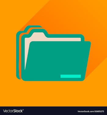 Flat icon with long shadow documents folder vector image