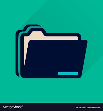 Flat icon with long shadow documents folder vector image