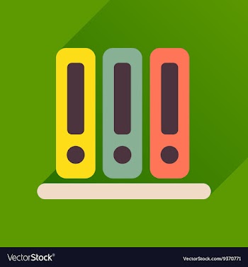 Flat icon with long shadow documents folder vector image