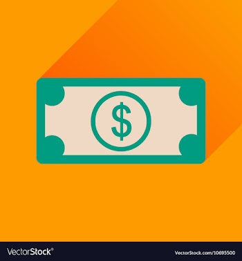 Flat icon with long shadow dollar banknote vector image