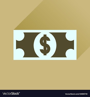 Flat icon with long shadow dollar banknote vector image