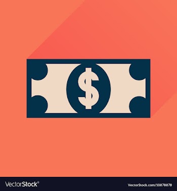 Flat icon with long shadow dollar banknote vector image