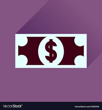 Flat icon with long shadow dollar banknote vector image