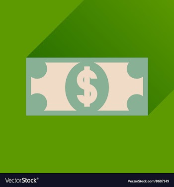 Flat icon with long shadow dollar banknote vector image
