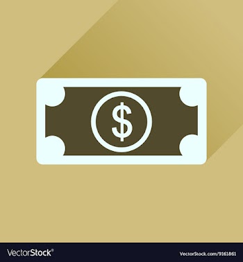 Flat icon with long shadow dollar banknote vector image