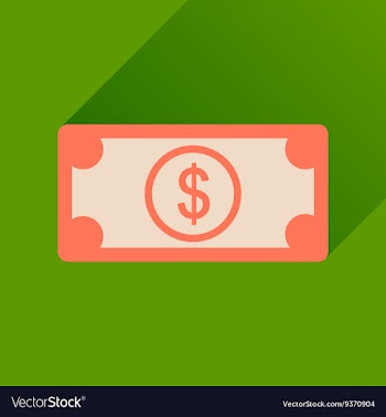 Flat icon with long shadow dollar banknote vector image