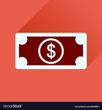Flat icon with long shadow dollar banknote vector image