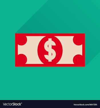 Flat icon with long shadow dollar banknote vector image
