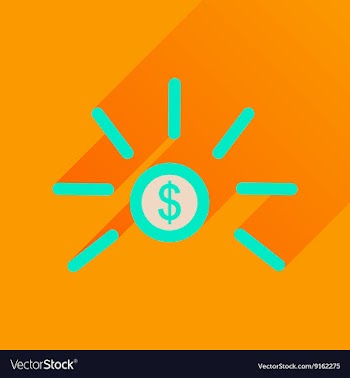Flat icon with long shadow dollar cent vector image