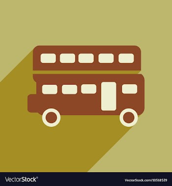 Flat icon with long shadow double decker bus vector image